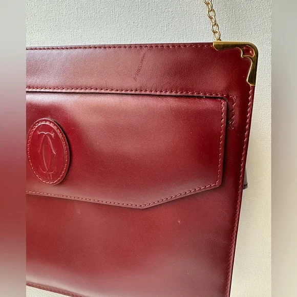 Cartier Vintage Bordeaux envelope Clutch leather bag - Picture 2 of 11